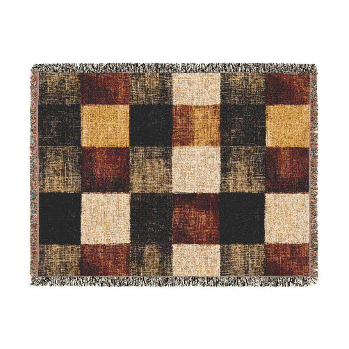 Rustic Patchwork Cotton Woven Blanket