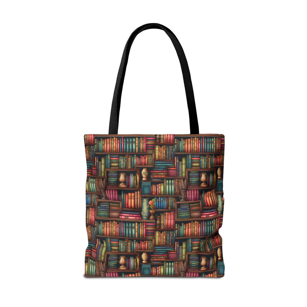 Vintage Bookshelf Polyester Tote Bag