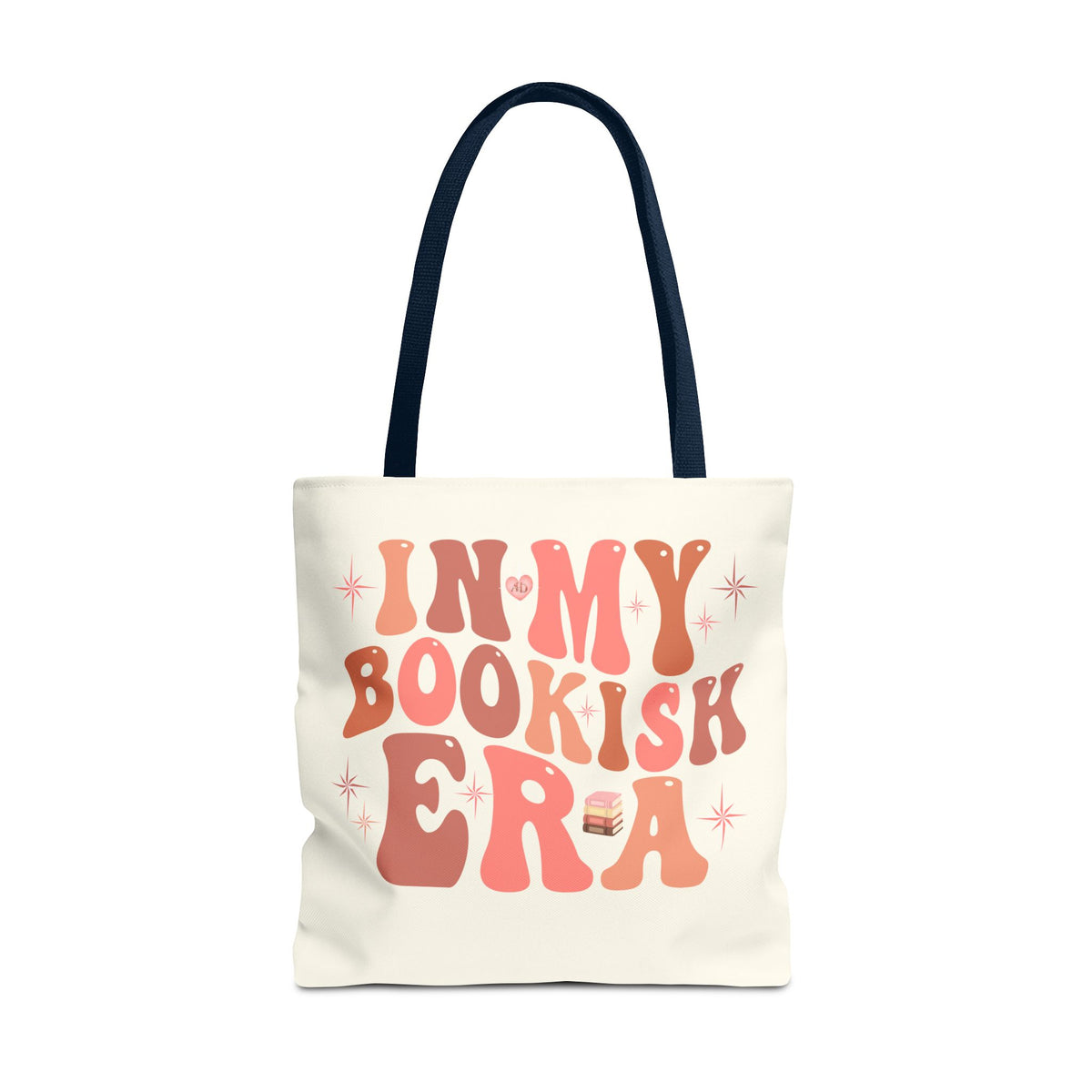 In My Bookish Era Retro Polyester Tote (Size: 18" × 18'', Color: Navy)