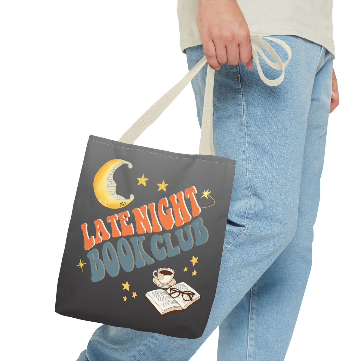 Late Night Book Club Polyester Tote Bag