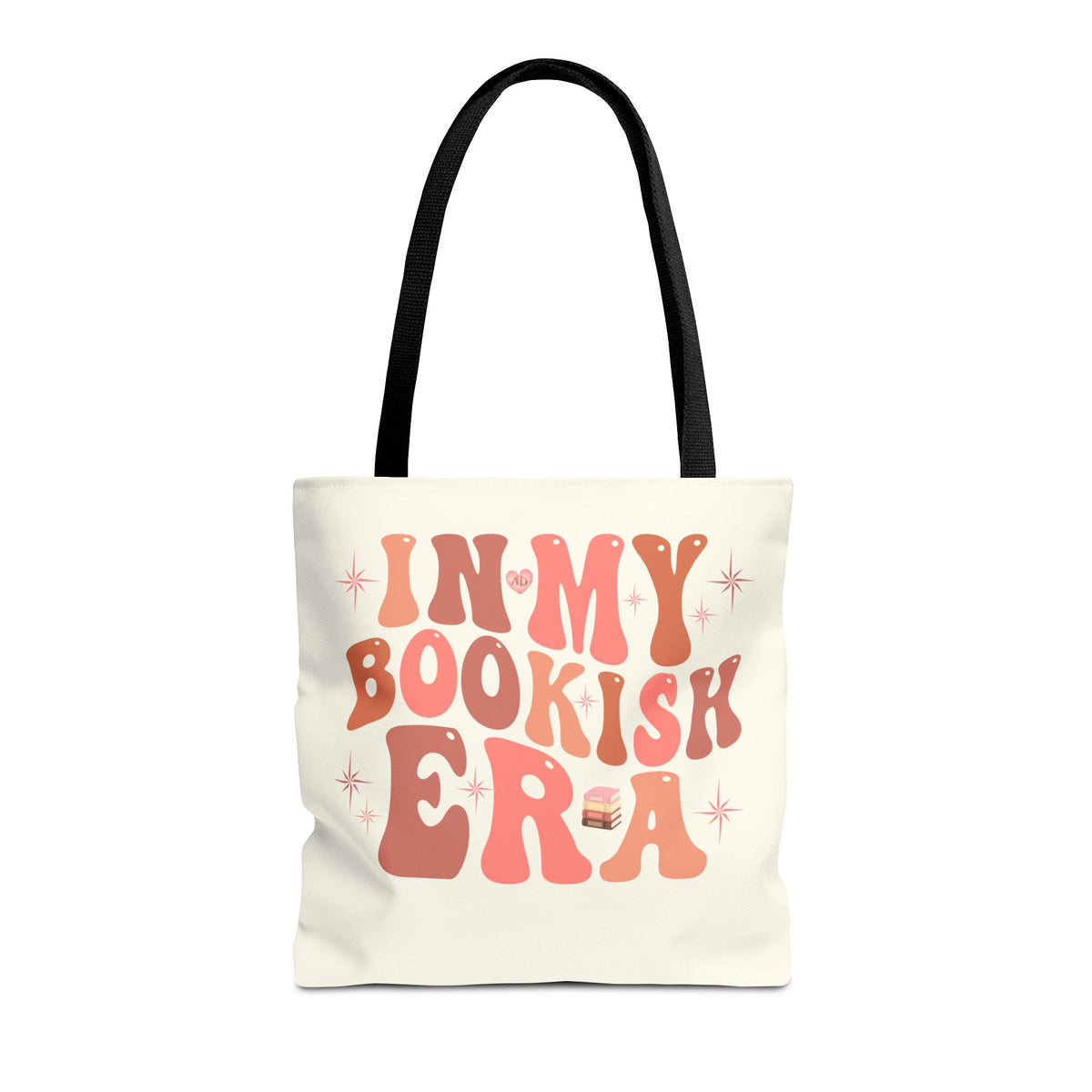 In My Bookish Era Retro Polyester Tote (Size: 16" × 16'', Color: Black)