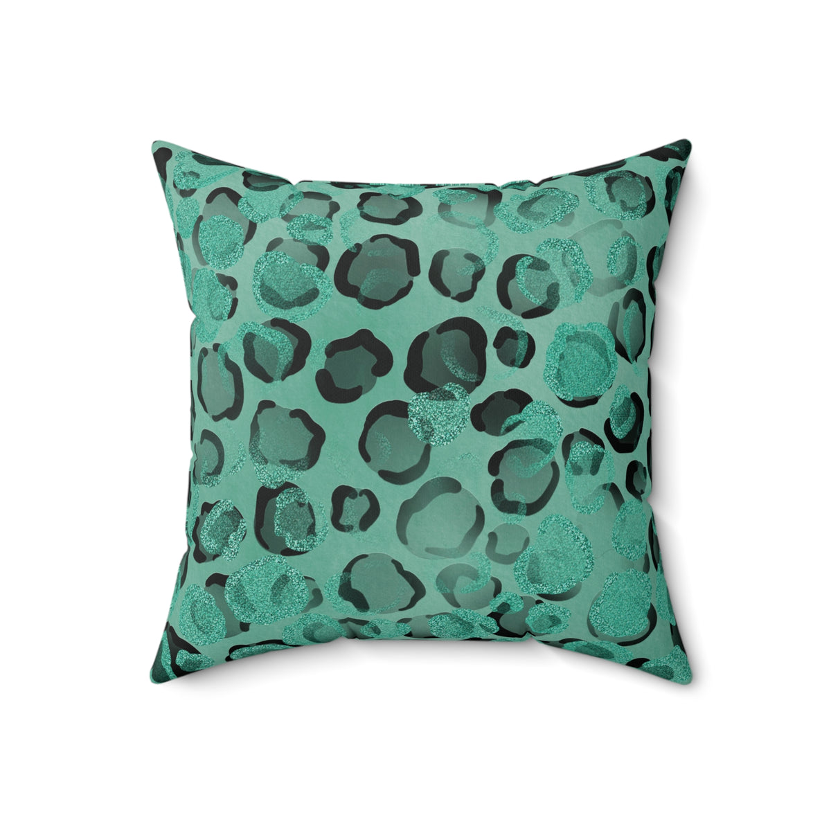 Teal Leopard Print Faux Suede Throw Pillow (Size: 18" × 18")