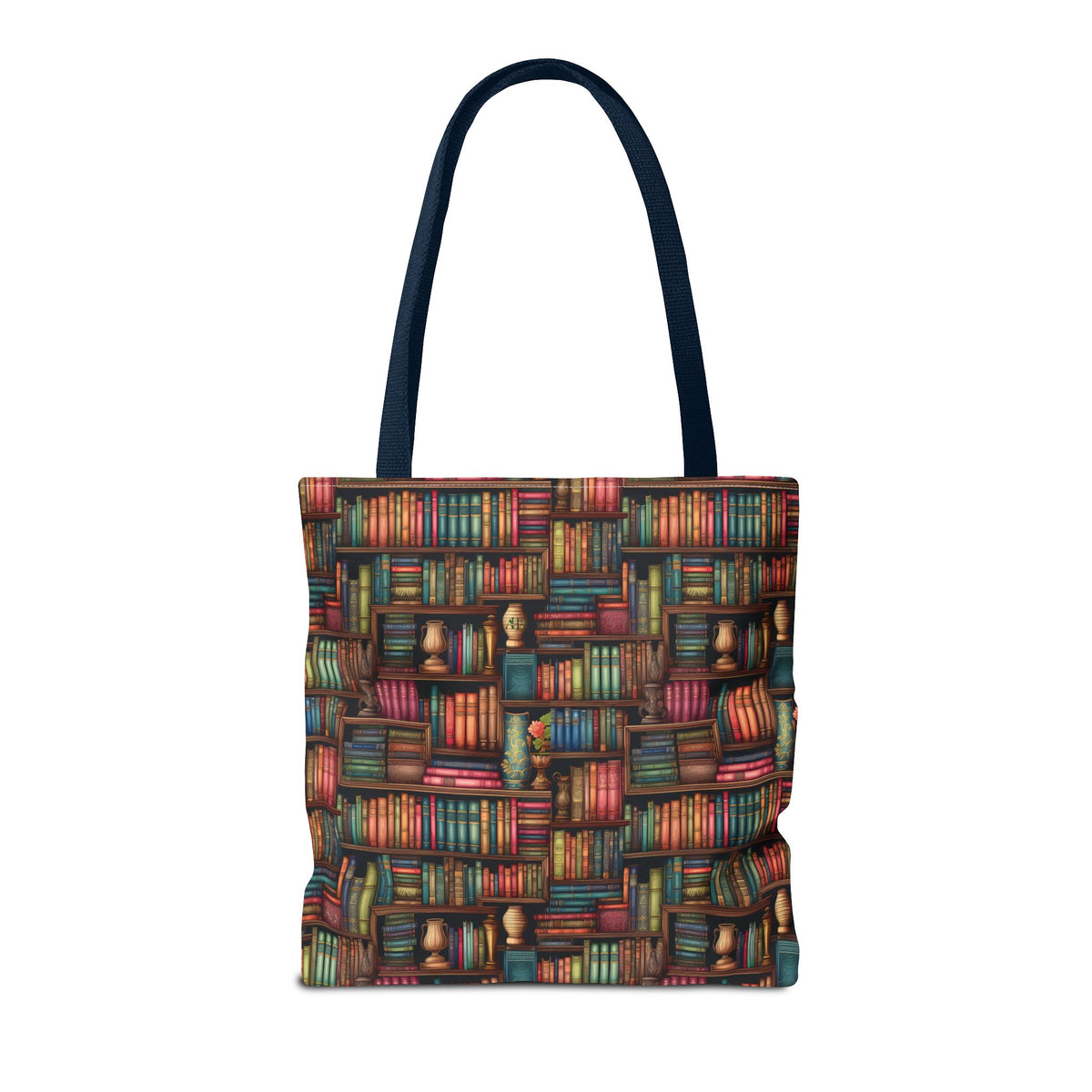 Vintage Bookshelf Polyester Tote Bag