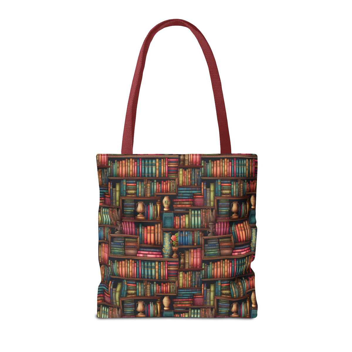 Vintage Bookshelf Polyester Tote Bag