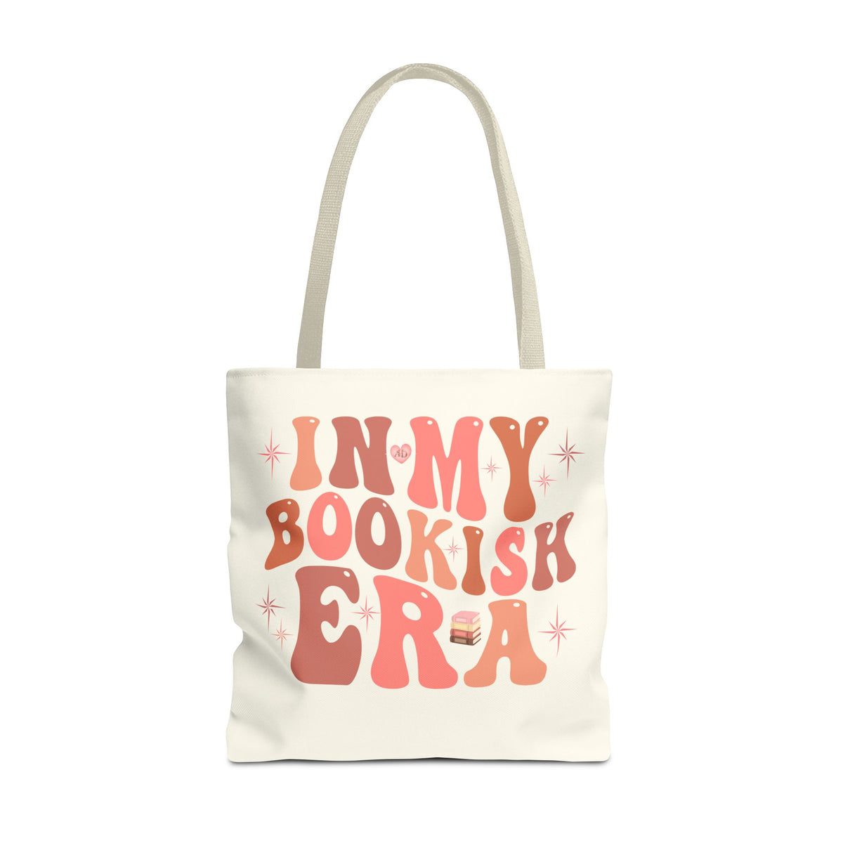 In My Bookish Era Retro Polyester Tote (Size: 18" × 18'', Color: Beige)