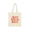 In My Bookish Era Retro Cotton Canvas Tote (Color: Natural, Size: 15" x 16")