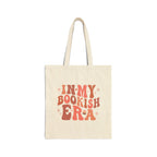 In My Bookish Era Retro Cotton Canvas Tote (Color: Natural, Size: 15" x 16")