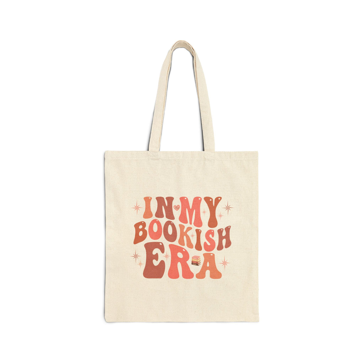 In My Bookish Era Retro Cotton Canvas Tote (Color: Natural, Size: 15" x 16")