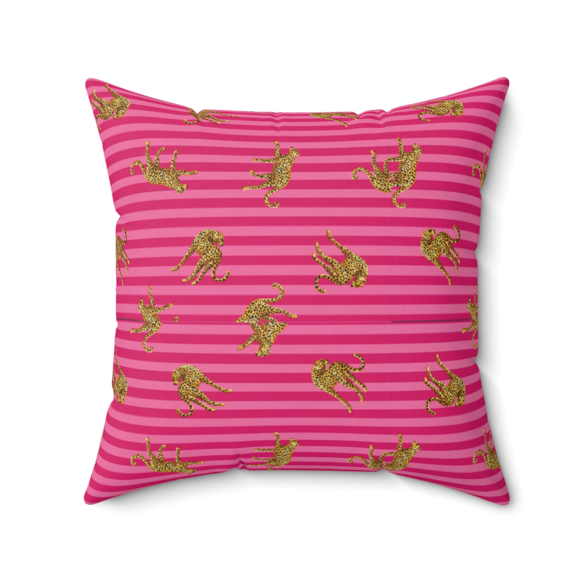 Pink Striped Leopard Faux Suede Throw Pillow (Size: 20" × 20")