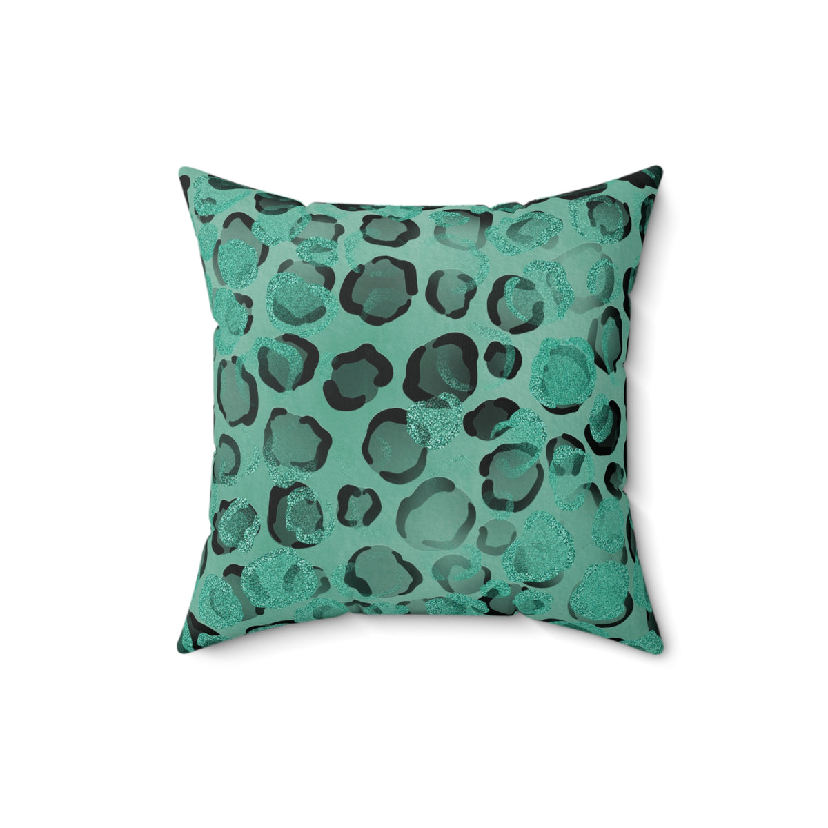 Teal Leopard Print Faux Suede Throw Pillow