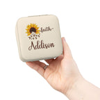 Personalized Faith Sunflower Travel Jewelry Case