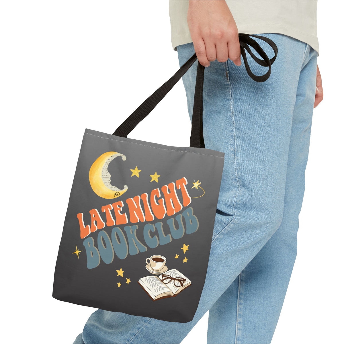 Late Night Book Club Polyester Tote Bag