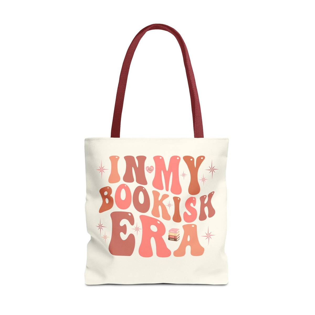 In My Bookish Era Retro Polyester Tote (Size: 18" × 18'', Color: Red)