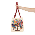 Colorful Floral Tree Polyester Tote Bag