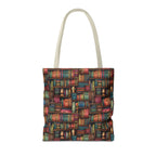 Vintage Bookshelf Polyester Tote Bag