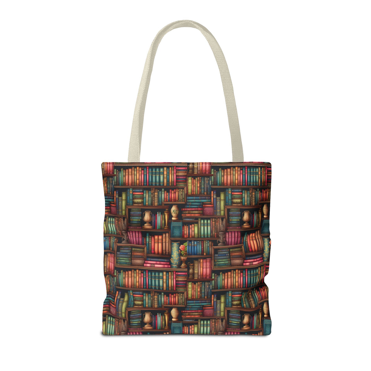 Vintage Bookshelf Polyester Tote Bag