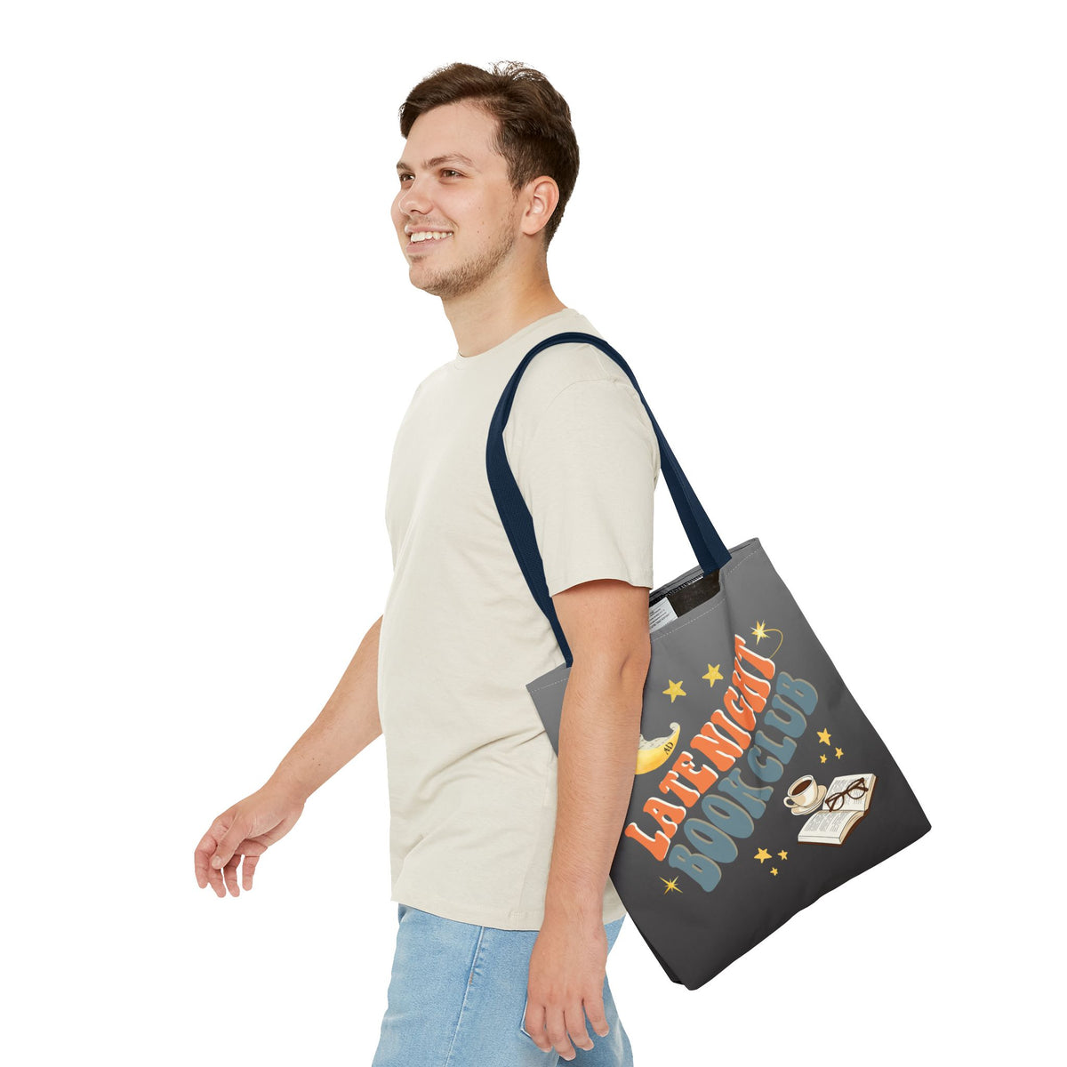 Late Night Book Club Polyester Tote Bag