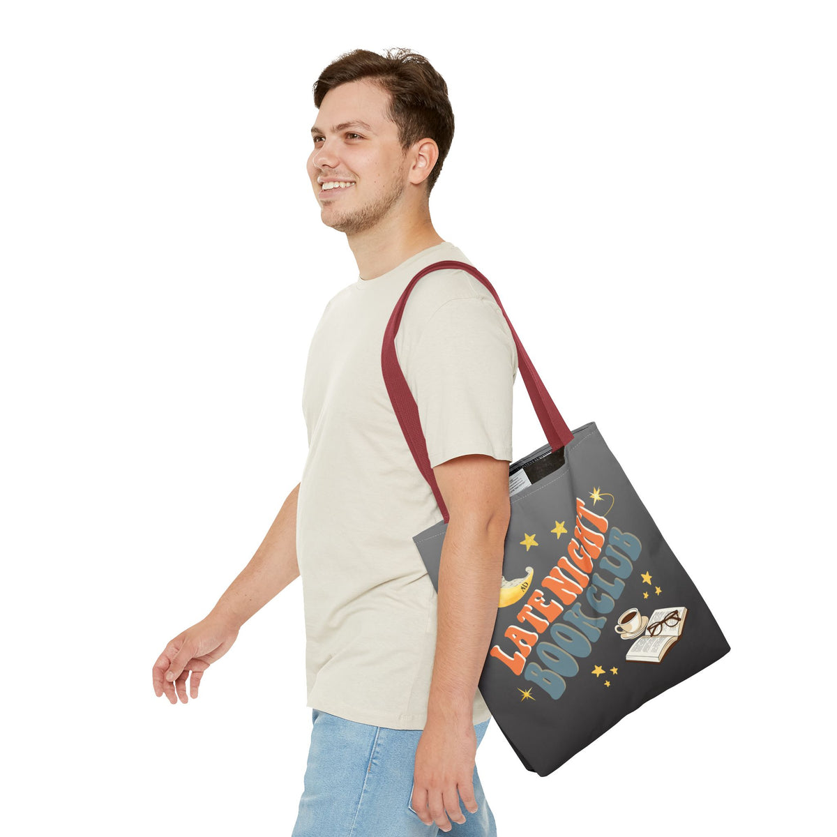 Late Night Book Club Polyester Tote Bag