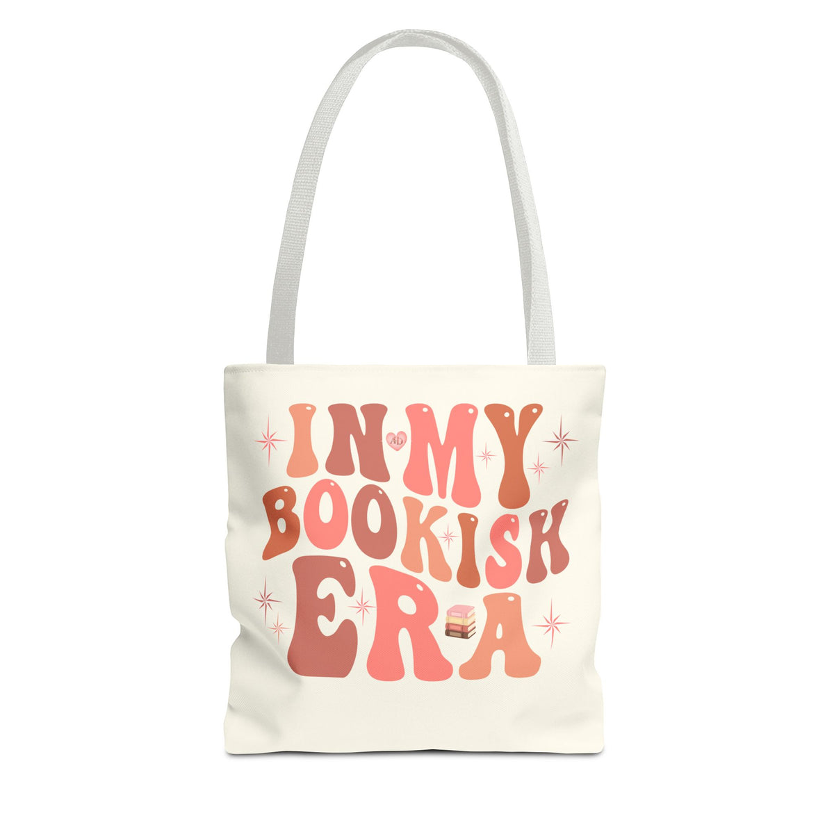 In My Bookish Era Retro Polyester Tote (Size: 13" × 13'', Color: White)