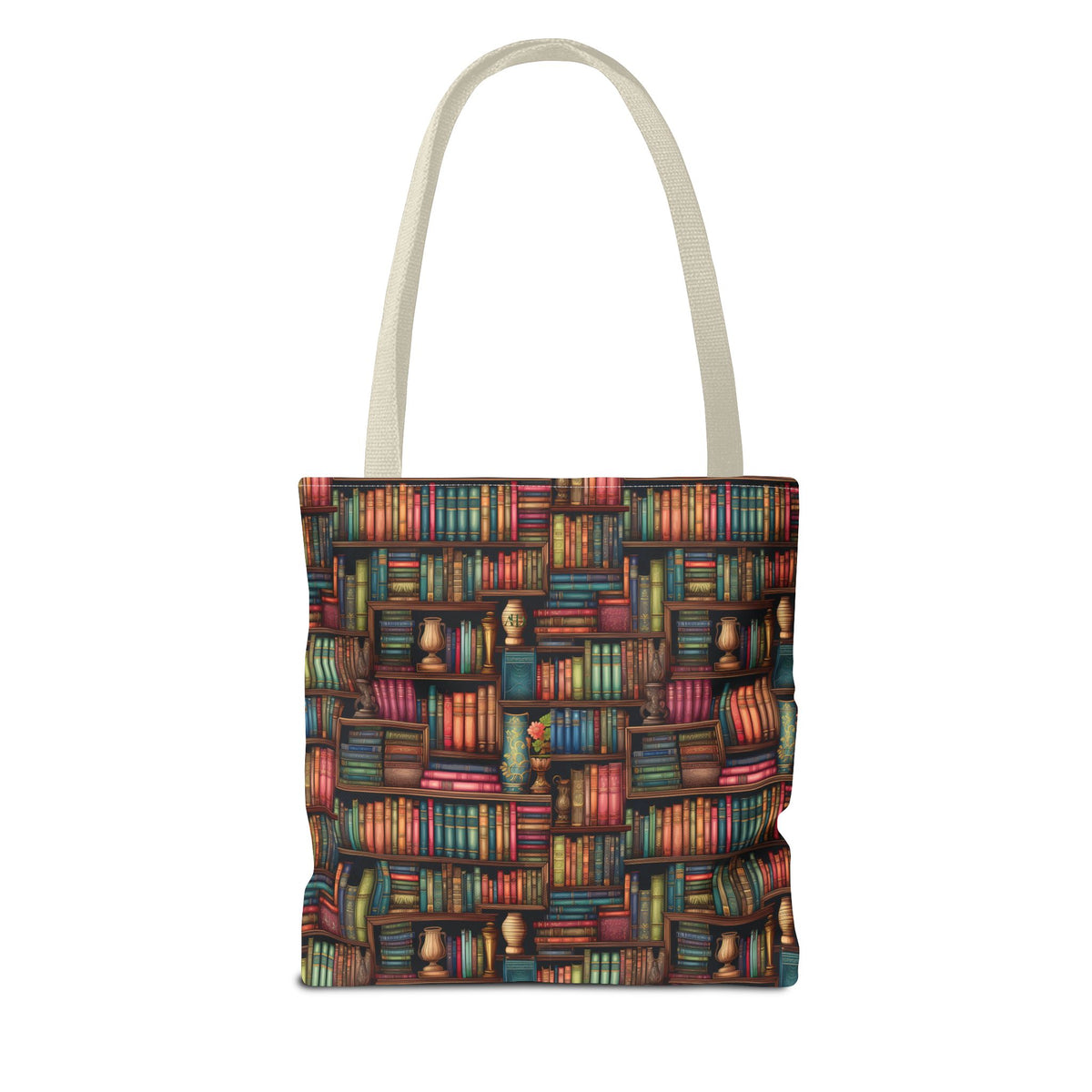 Vintage Bookshelf Polyester Tote Bag