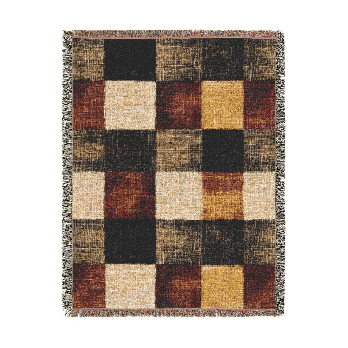 Rustic Patchwork Cotton Woven Blanket