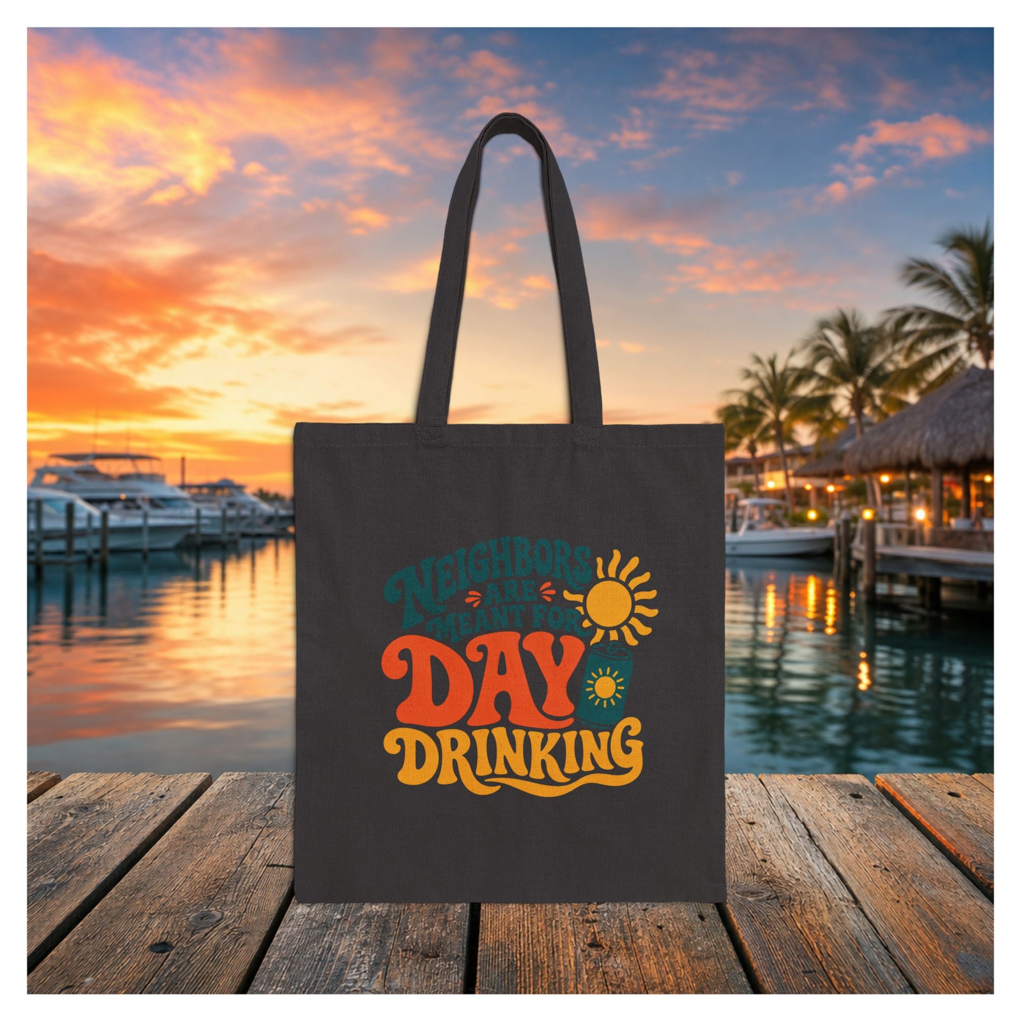 Fleming Island | Neighbors Are Meant for Day Drinking Canvas Tote — alternate product view 9