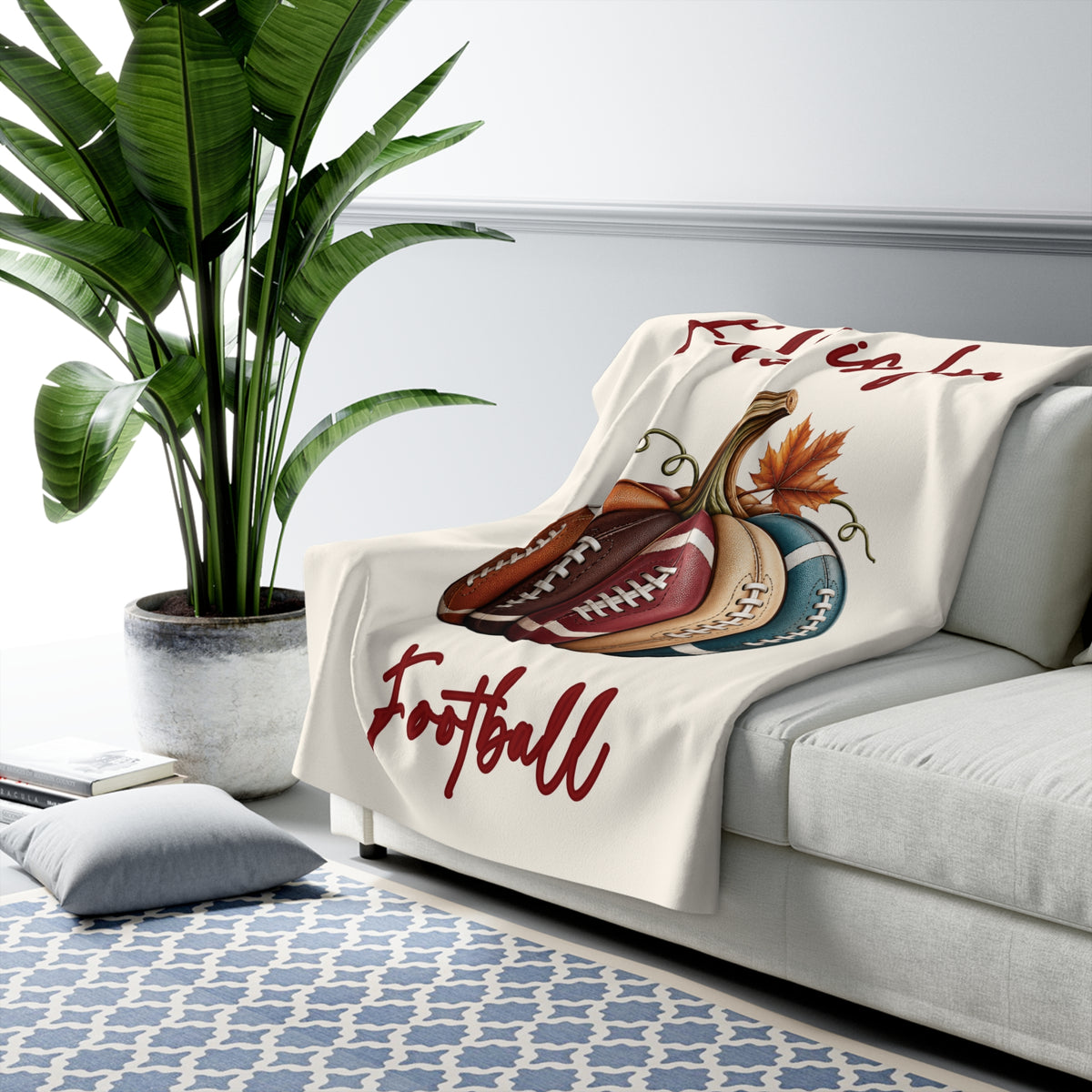 Fall Is for Football Sherpa Throw Blanket (Size: 50" × 60")