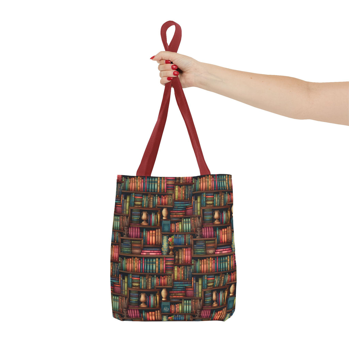 Vintage Bookshelf Polyester Tote Bag