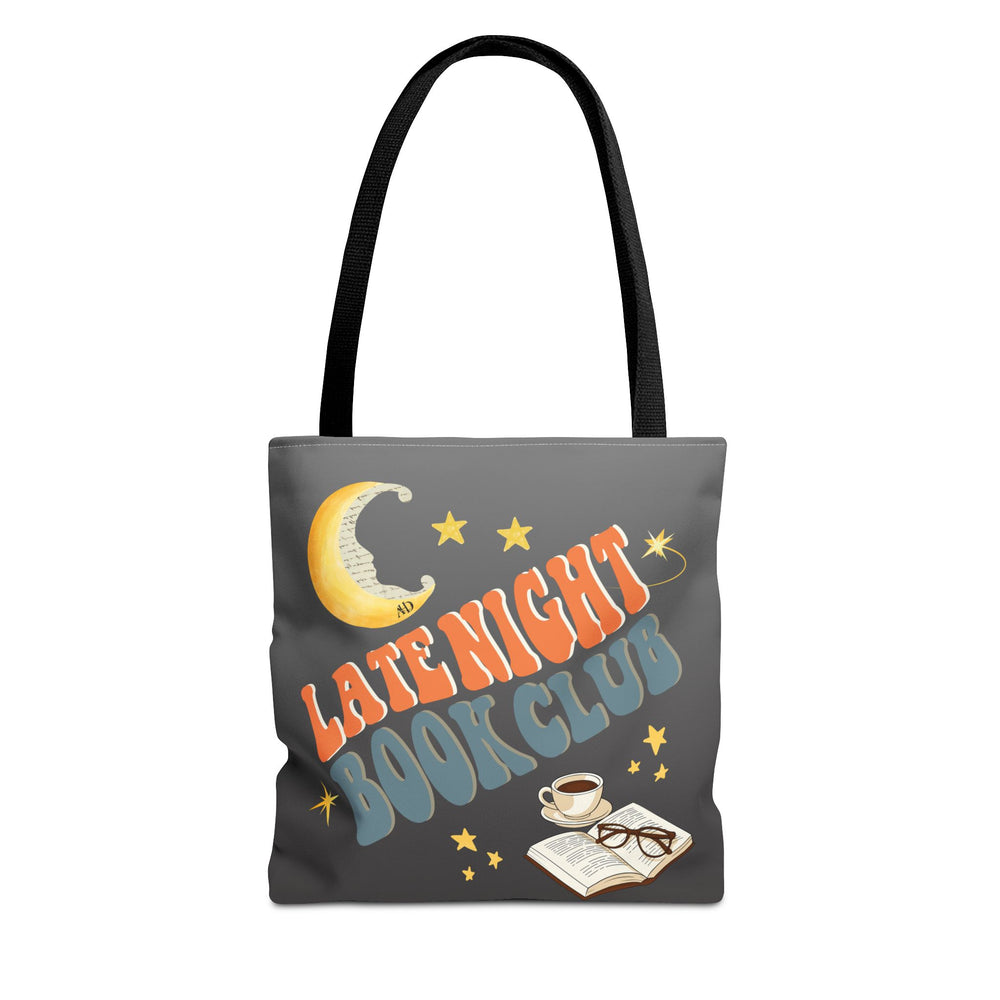 Late Night Book Club Polyester Tote Bag (Size: 13" × 13'', Color: Black)