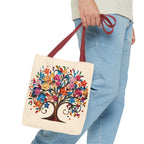 Colorful Floral Tree Polyester Tote Bag