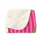 Pink Striped Leopard Sherpa Throw Blanket pink striped leopard sherpa detail