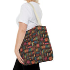 Vintage Bookshelf Polyester Tote Bag