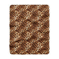 Leopard Print Sherpa Throw Blanket draped to show the leopard print