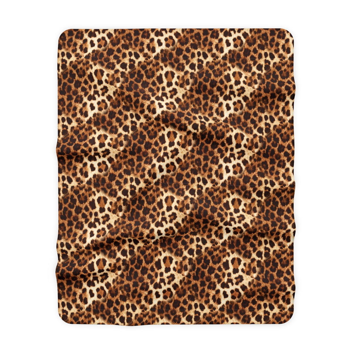 Leopard Print Sherpa Throw Blanket draped to show the leopard print