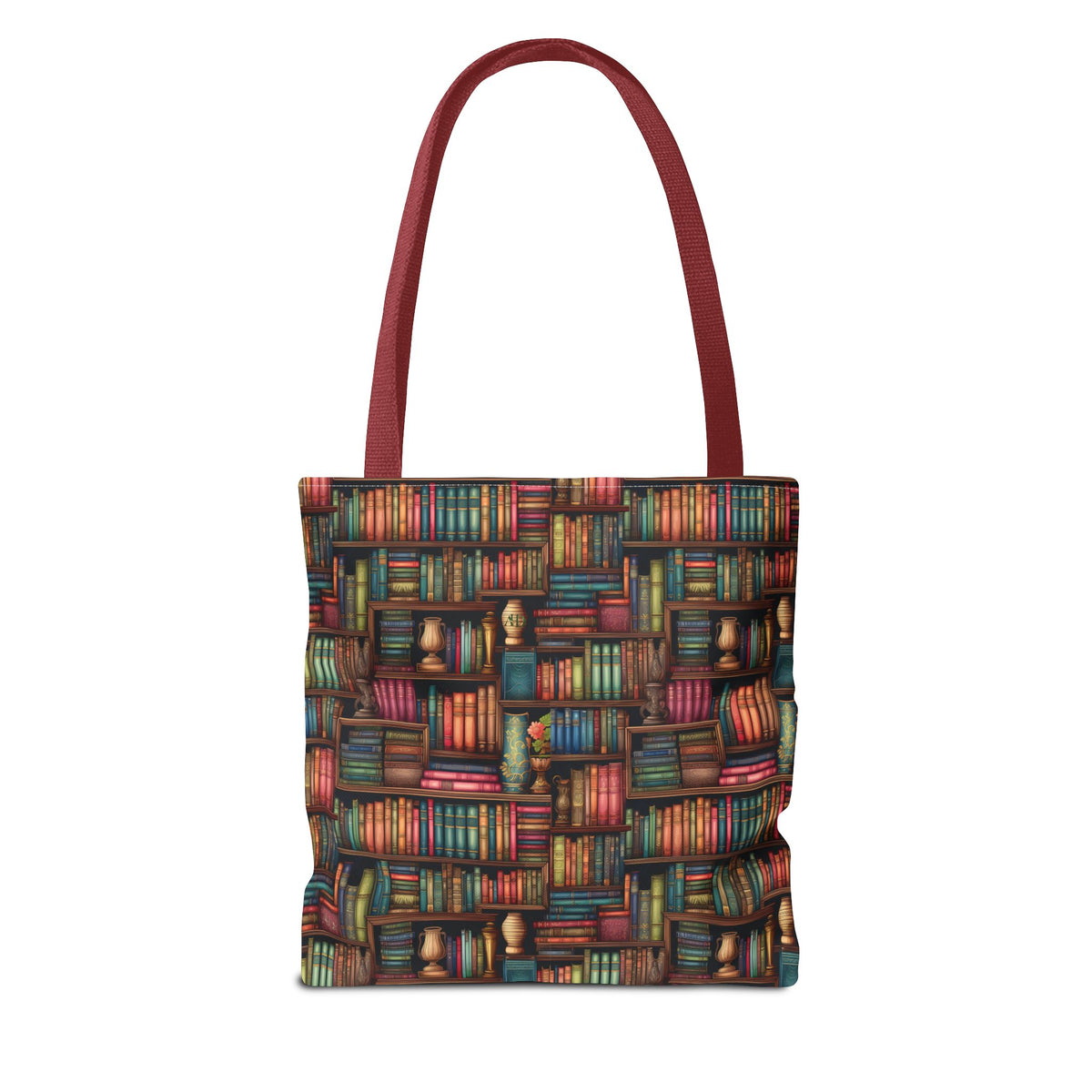 Vintage Bookshelf Polyester Tote Bag