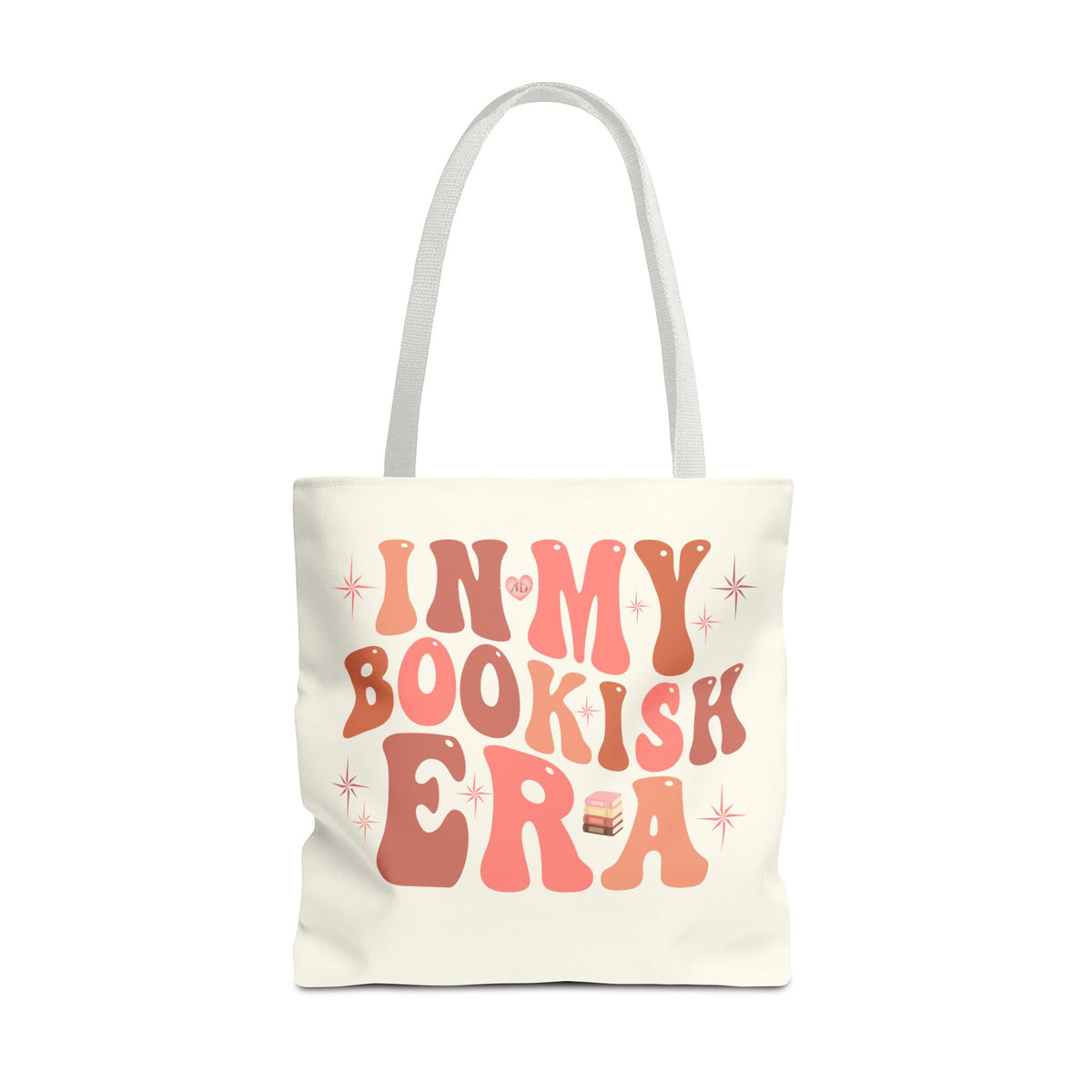 In My Bookish Era Retro Polyester Tote (Size: 18" × 18'', Color: White)