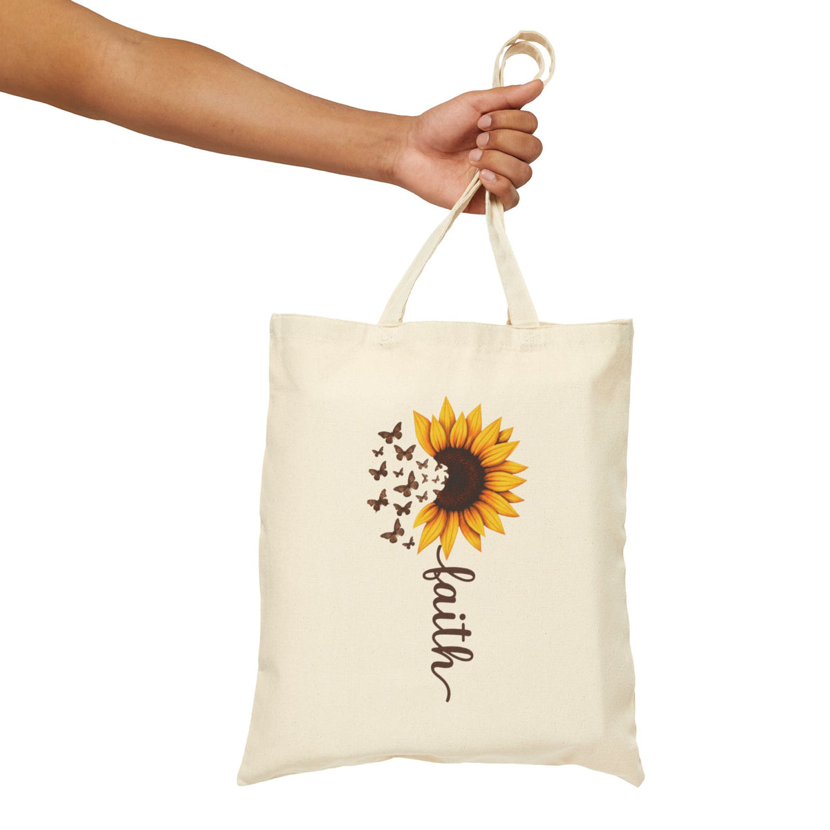 Faith Sunflower Cotton Canvas Tote Bag