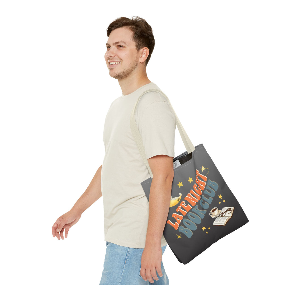 Late Night Book Club Polyester Tote Bag