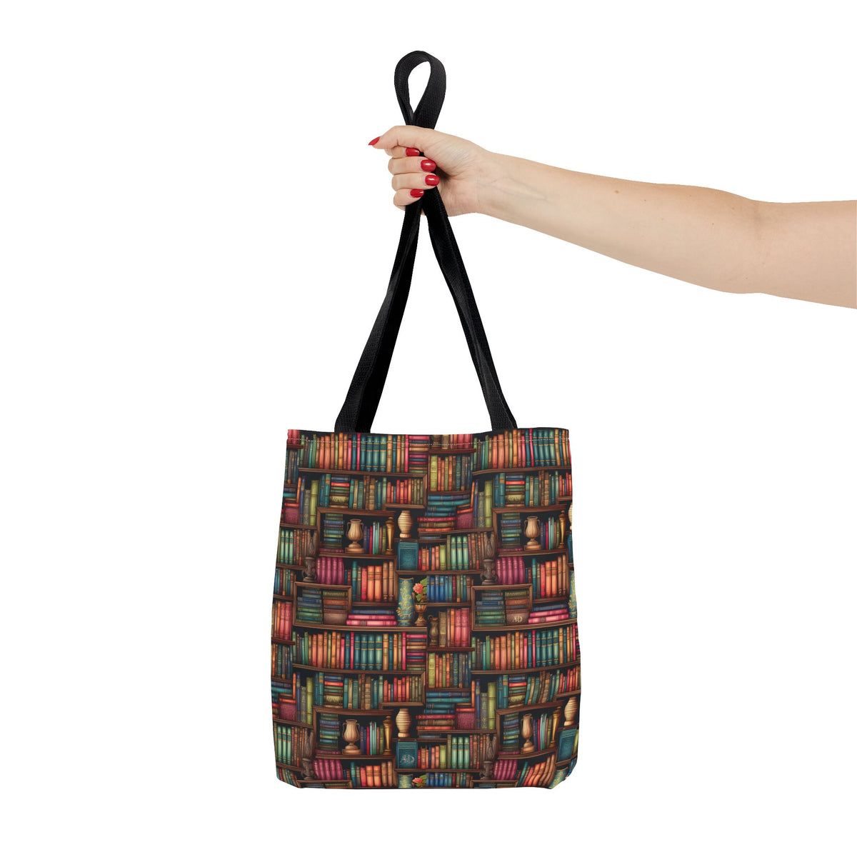 Vintage Bookshelf Polyester Tote Bag