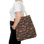 Vintage Bookshelf Polyester Tote Bag
