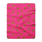 Pink Striped Leopard Sherpa Throw Blanket draped to show the pink striped leopard print