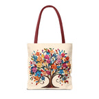 Colorful Floral Tree Polyester Tote Bag