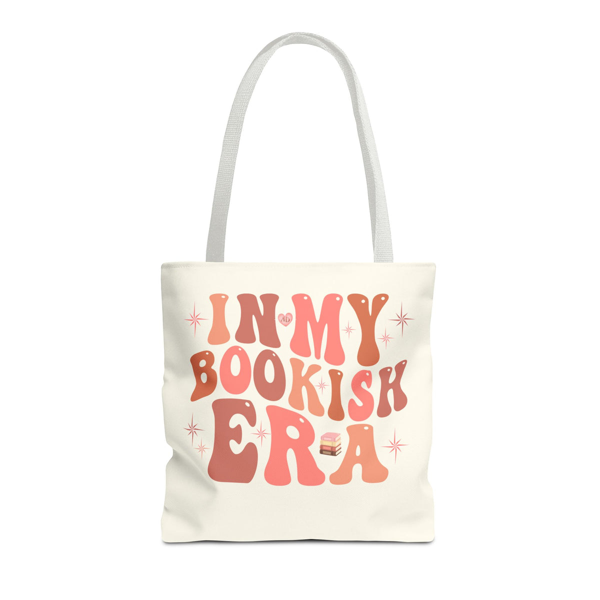 In My Bookish Era Retro Polyester Tote (Size: 16" × 16'', Color: White)