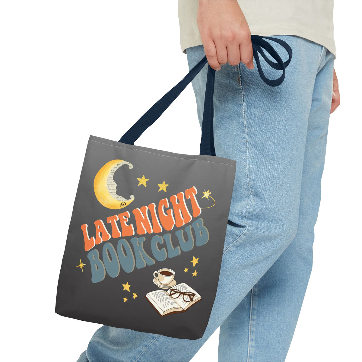 Late Night Book Club Polyester Tote Bag