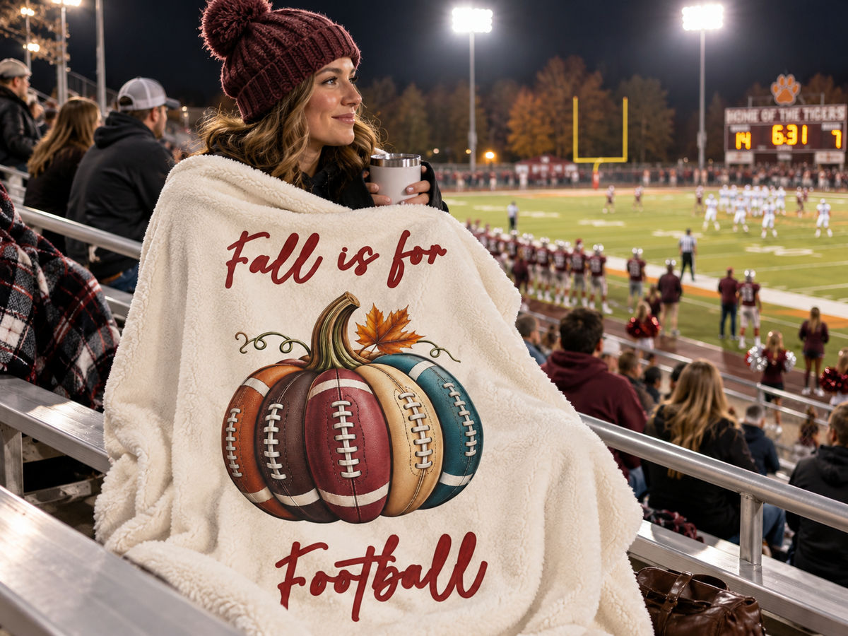 Fall Is for Football Sherpa Throw Blanket
