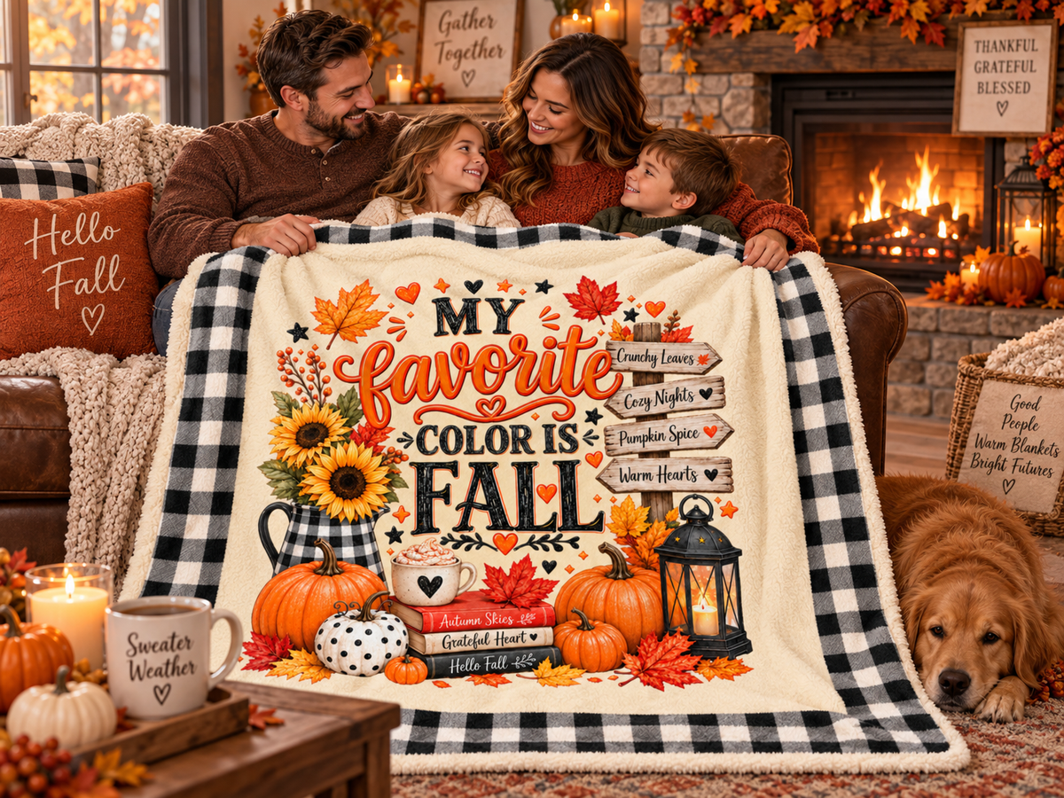 My Favorite Color Is Fall Velveteen Plush Blanket (Size: 50" × 60")