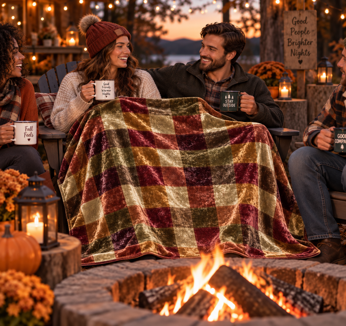 Rustic Plaid Crushed Velvet Throw Blanket