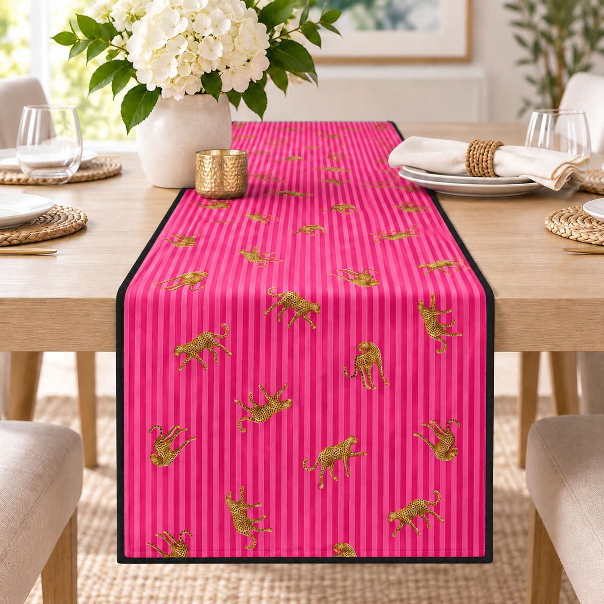 Pink Striped Leopard Fabric, Pre-Cut Sizes