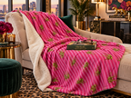 Pink Striped Leopard Sherpa Throw Blanket pink striped leopard sherpa detail