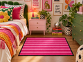 Pink Striped Accent Rug, 20 x 28 in (Size: 20'' × 28'', Shape: Rectangular)